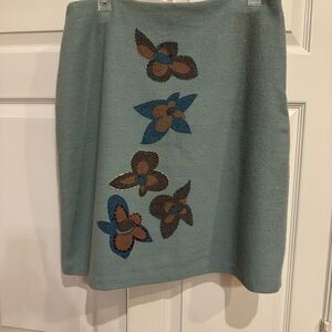 Blue Embellished A-line Mini Skirt